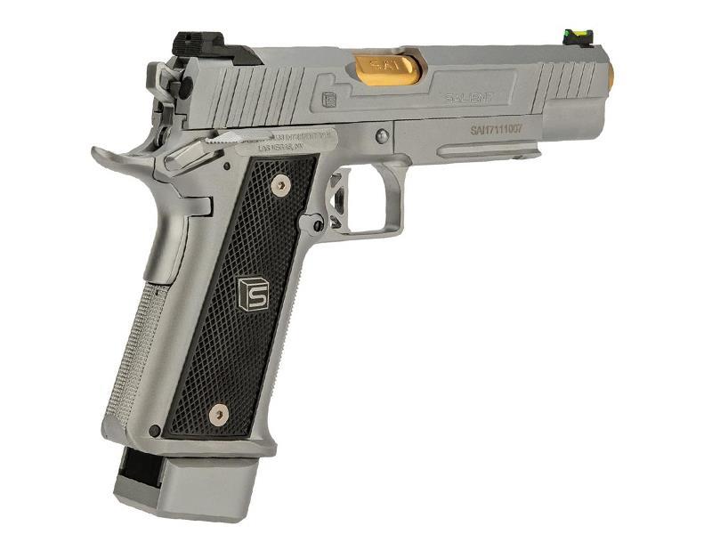 Salient Arms International by EMG 2011 DS 5.1 Gas Pistol (Gold Barrel - Silver - 5.1)