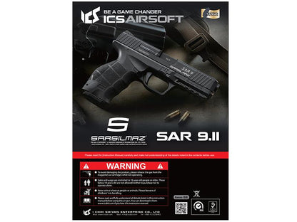 ICS Sarsilmaz Sar 9.11 Gen.2 Gas Blowback Pistol (Black - BLE-009-SB-2)