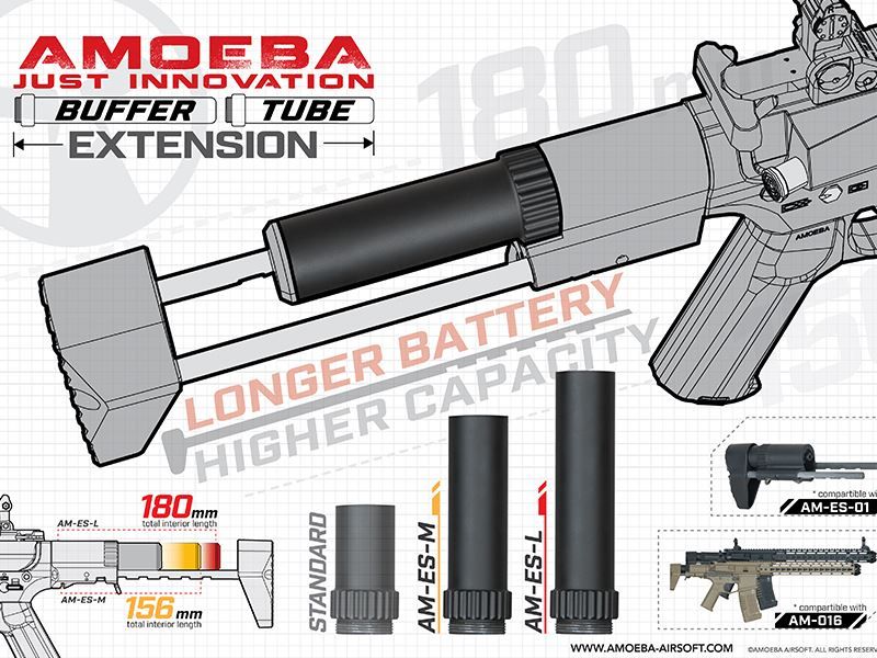 ARES Buffer Tube for Amoeba AM-016 Extendable Stock (Long - 180mm - AM-BT-002)
