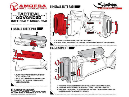 Ares Amoeba Striker Sniper Rifle Tac. Adv. Butt Pad plus Cheek Pad (Urban Grey - AS-PAD001-UG)