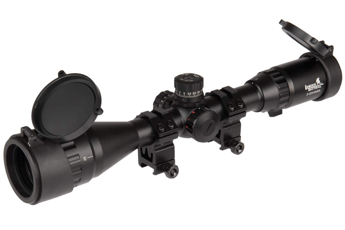 Lancer Tactical Scope 3-12x40 Mildot Red/Blue/Green (Black)