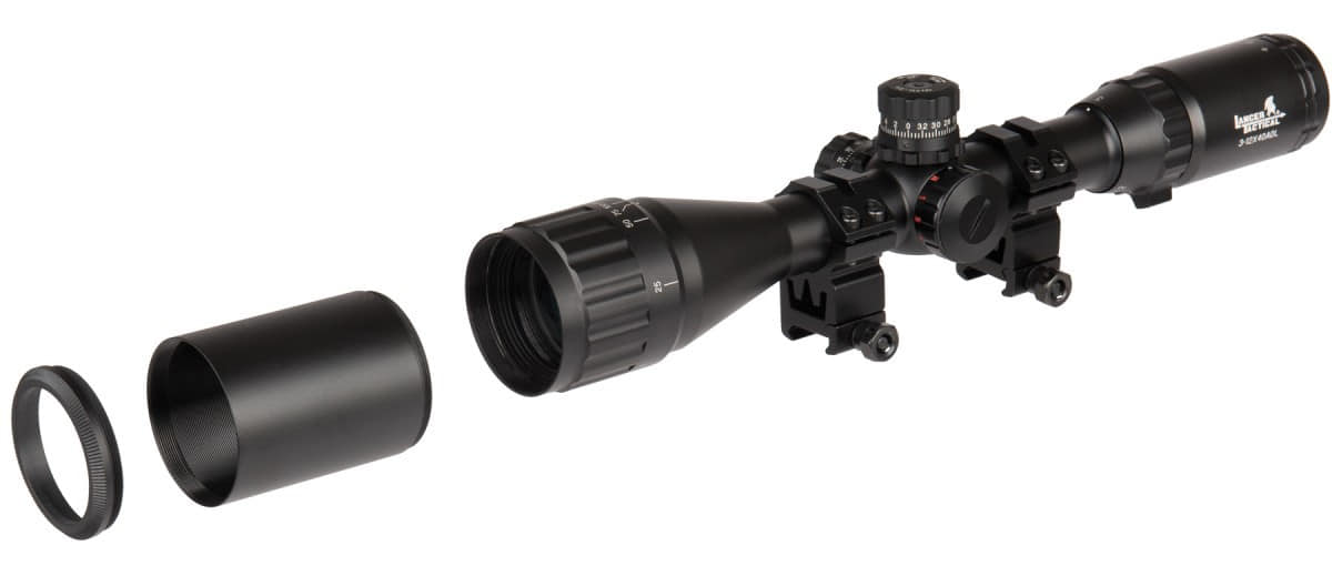 Lancer Tactical Scope 3-12x40 Mildot Red/Blue/Green (Black)