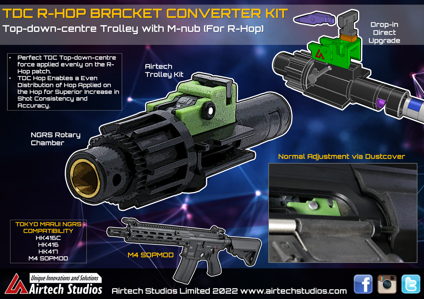 Airtech Studios - Tokyo  Marui  Hop  NGRS  - TDC  Bracket  Convert  Kit - Tokyo  Marui