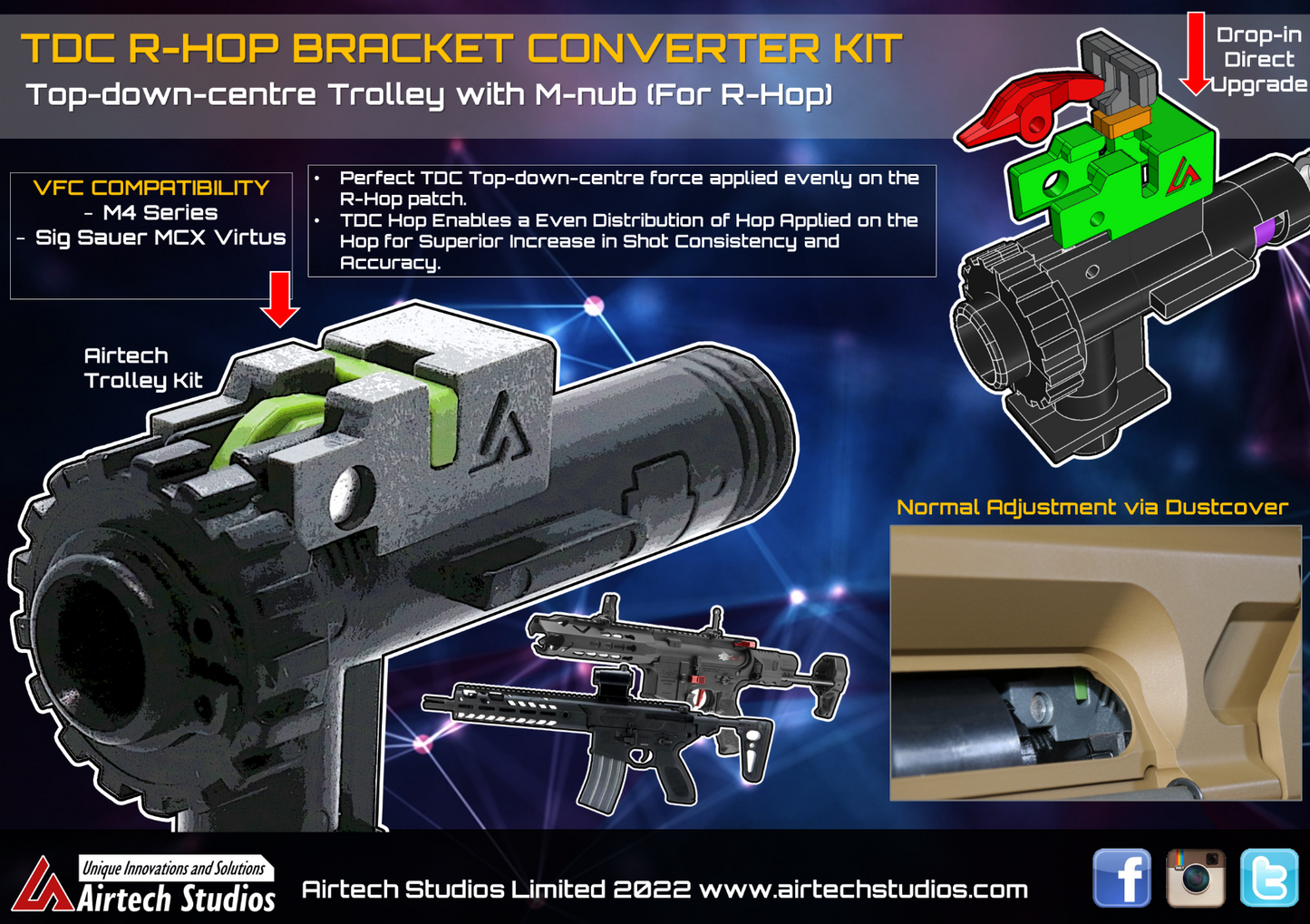 Airtech Studios - VFC  Rotary  Arm  (Virtus MCX)-  TDC  BRACKET Converter  For  RHOP/Flat- hop/  Maple  Leaf  Macaron - VFC  &  Proforce  Virtus  MCX