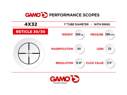 Gamo 4X32 WR Scope - 11mm Dovetail Scope (GAVELC4X32WR)