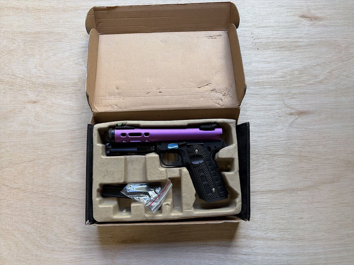[Boneyard] WE Galaxy 1911 Gas Blowback Pistol (Black Frame - Purple Slide) - No magazine - broken slide catch
