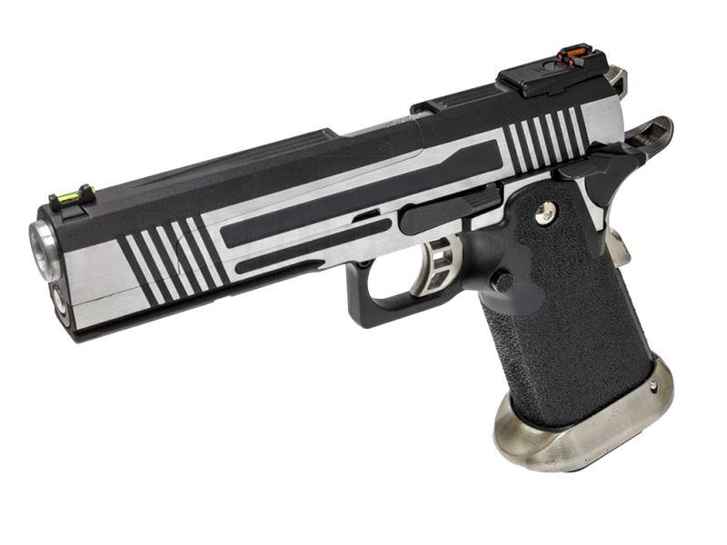 Armorer Works Custom Hi-Capa GBBP (Split Silver Slide - Black Frame - AW-HX1001)
