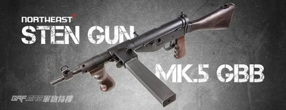 Northeast Airsoft STEN Mk.5 Full-Steel Gas Blowback Machine Carbine - Black (NE-SMG-002)