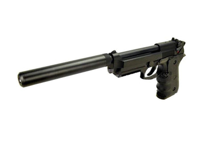 LS M9 Gas Blowback Pistol with Rail and Silencer (Black - GGB-9606T)