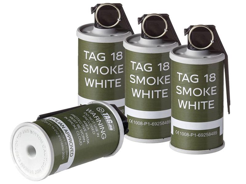Tag Innovations TAG-18 Smoke White Screen Hand Grenade (Pack of 6)