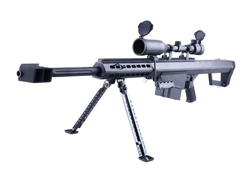 Barrett M82A1 Electric AEG Sniper Rifle with Hunter Scope and Bipod (Snow Wolf - Black - SW-02A)