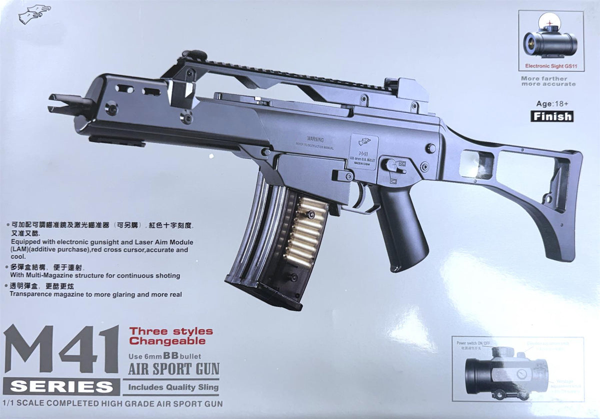 Double Eagle DE36 Spring Powered Airsoft Rifle (Black - M41G-BK)