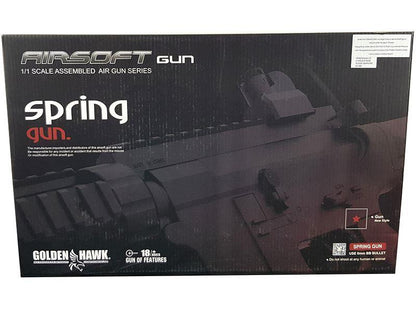 Golden Hawk M4 Rifle with Inbuilt Mock Silencer & Grip (Spring Powered - Black)