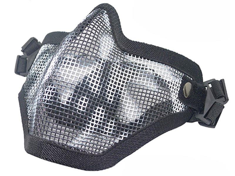 Big Foot V1 Strike Steel Half Face Mask (Two Belt Version - Skull) (Black)