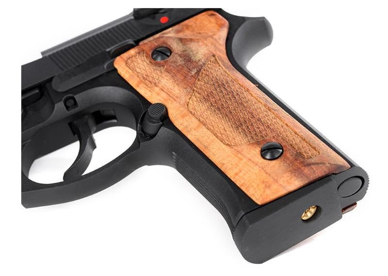 KJ Works M91A Tactical Fishbone Full-Metal GBB Airsoft Pistol - Solid Wood Grips - Black (KJGSM9IABW)