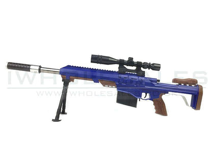 ACM Custom Barrett with Mock Scope, Bipod and Silencer Spring Rifle (Blue - 2017A)