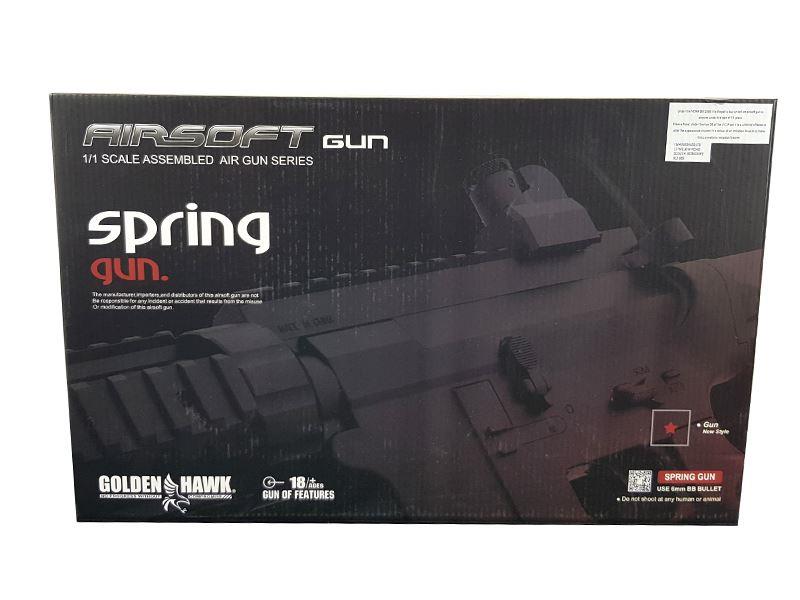Golden Hawk M4 Rifle with Inbuilt Mock Silencer (Spring Powered - Blue)