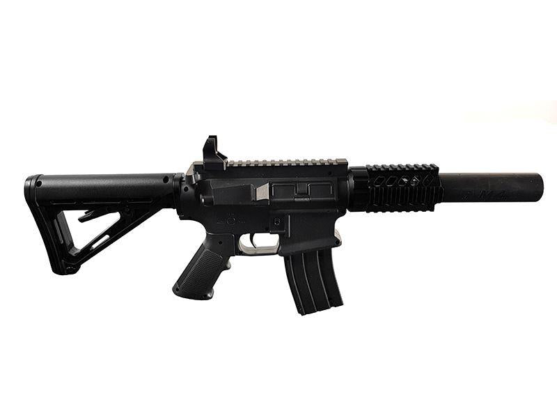 Golden Hawk M4 Rifle with Inbuilt Mock Silencer & Grip (Spring Powered - Black)