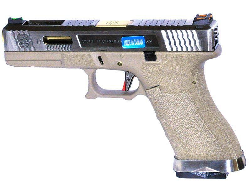 WE Custom 17 Pistol TAN (Silver Slide and Gold Barrel)