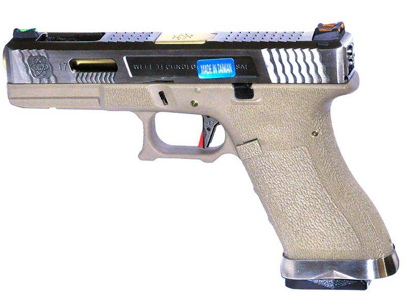 WE Custom 17 Pistol TAN (Silver Slide and Gold Barrel)