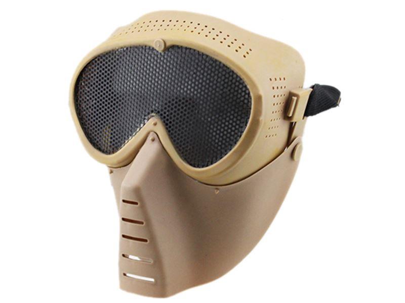 Big Foot Small Flying Mask with Mesh Goggle (Round Mesh) (Tan)