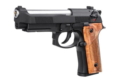 KJ Works M91A Tactical Fishbone Full-Metal GBB Airsoft Pistol - Solid Wood Grips - Black (KJGSM9IABW)