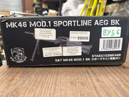 [Boneyard] S&T MK46 Sports Line AEG (Black) - Gearbox works - missing barrel/hop unit - includes drum mag