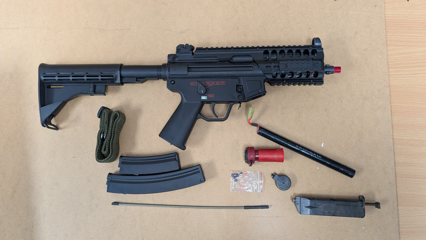 Galaxy AEG Submachine Gun with Stock (Metal Gearbox - Black - G5M)