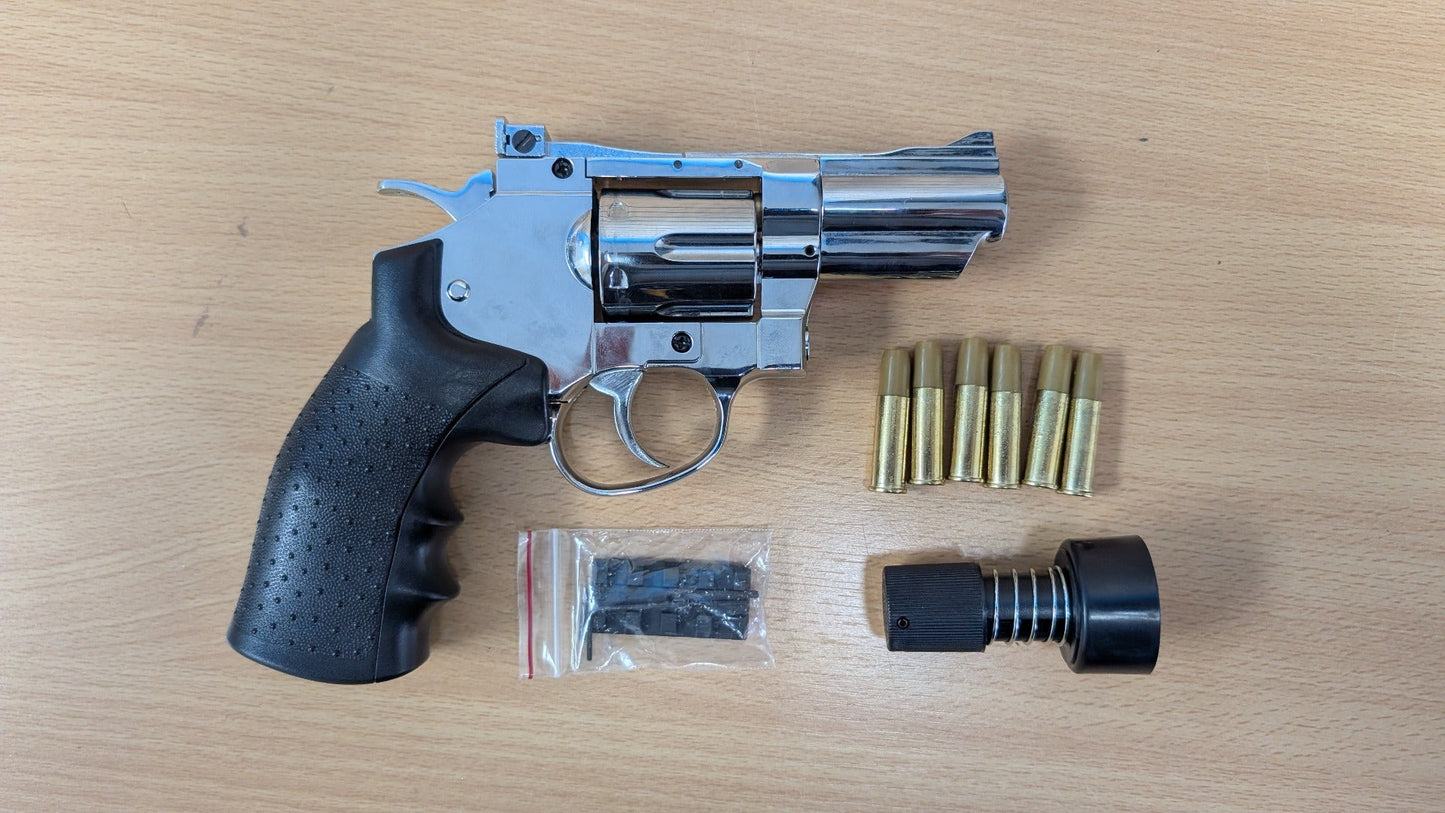 Hwasan Revolver 2.5inch Co2 Air Pistol (4.5mm- Silver - Full Metal)