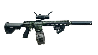 Gel Blaster GBEG M416 1:1 Scale Fully Auto Rifle (OD/Green - Includes Battery and Charger, Scope, Silencer, Drum Mag.)