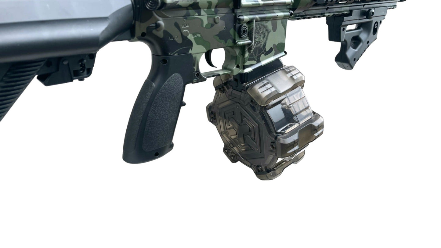 Gel Blaster GBEG M416 1:1 Scale Fully Auto Rifle (OD/Green - Includes Battery and Charger, Scope, Silencer, Drum Mag.)