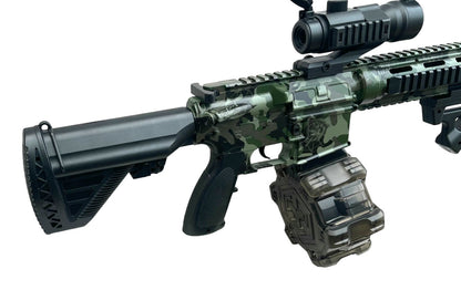 Gel Blaster GBEG M416 1:1 Scale Fully Auto Rifle (OD/Green - Includes Battery and Charger, Scope, Silencer, Drum Mag.)
