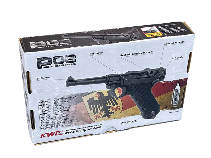 KWC P08 Co2 Pistol (4.5mm - KMB-41DHN - Full Metal - Blowback - Black)