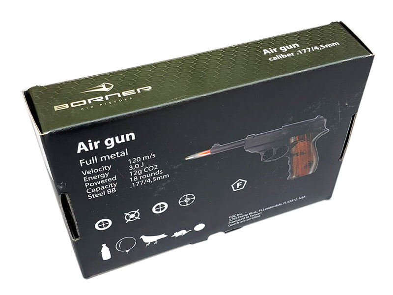 Borner 4.5mm/.177 P38 Air Pistol (Metal - Black - C41)