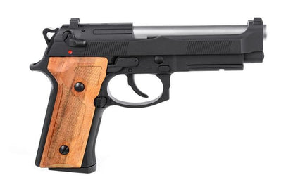 KJ Works M91A Tactical Fishbone Full-Metal GBB Airsoft Pistol - Solid Wood Grips - Black (KJGSM9IABW)