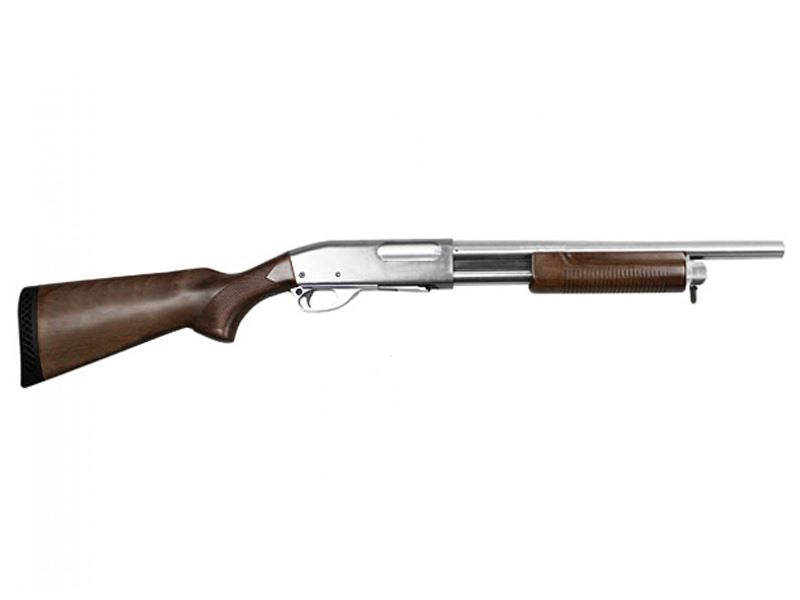 S&T ST870 Police Spring Shotgun (Full Metal - Silver - Real Wood - STSPG07SVS)