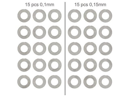 SLONG AIRSOFT Metal Gear Spacer Shim Set (0.10mm & 0.15mm - 30-Pack)