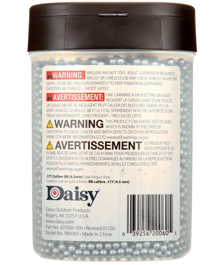 Daisy 4.5mm .177 Steel BBs Bulk 6000 Rounds Bottle