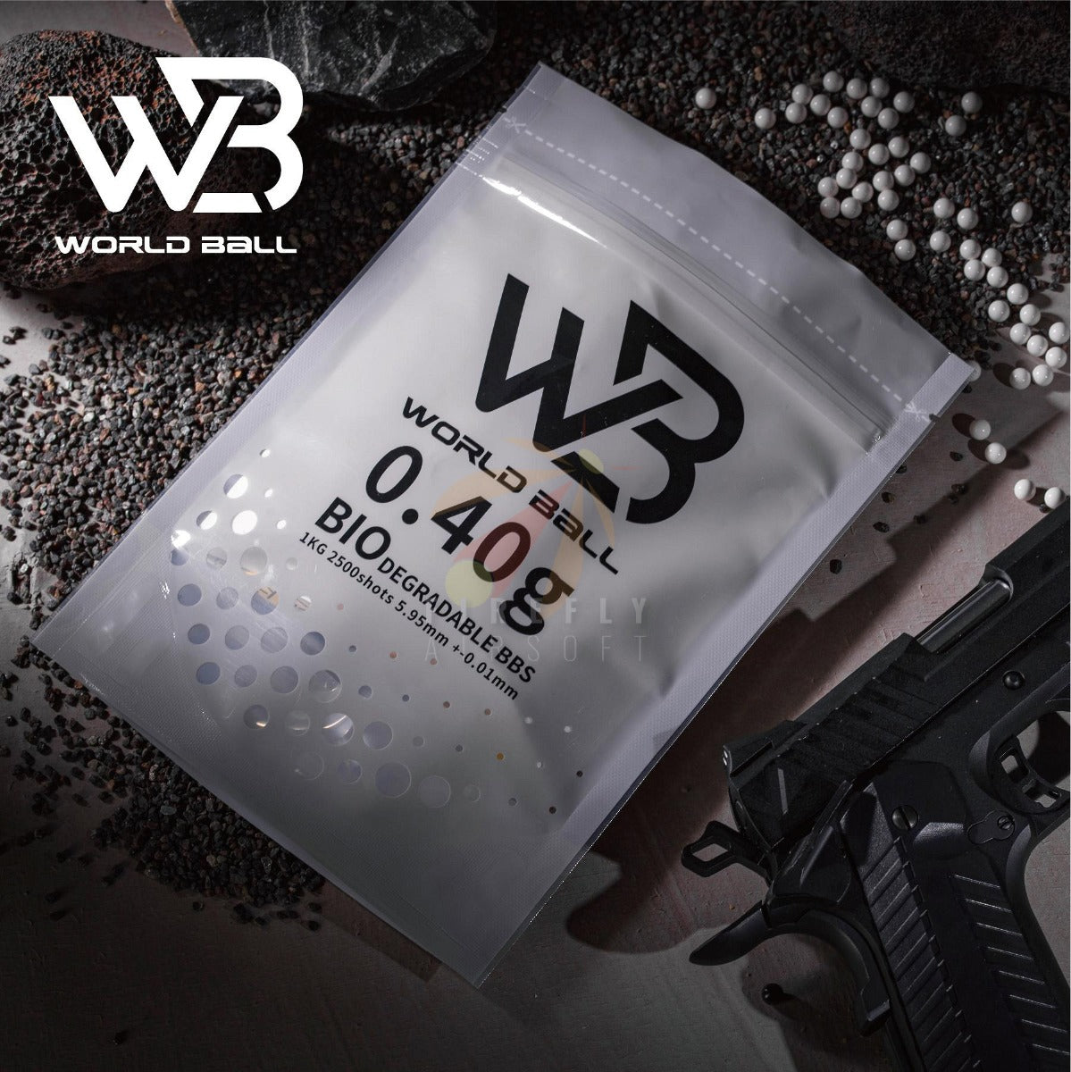 World Ball High Precision 6mm BB Pellets - 0.40g - White - 1 Kilo - BIO