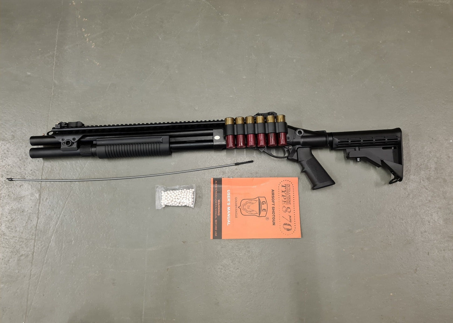 Golden Eagle M870 AR Tactical Tri-Shot Gas Pump Action Shotgun (Medium - Black - M8874)