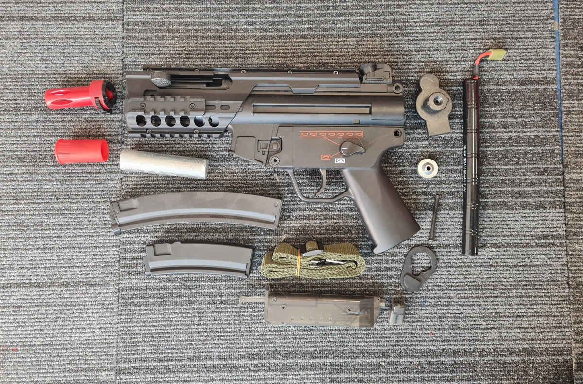 Galaxy AEG Submachine Gun with Stock (Metal Gearbox - Black - G5M)