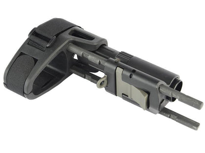 Ares M45 Series Retractable Stock with Stabilizing Brace (Black - AM-ABS005-BK)