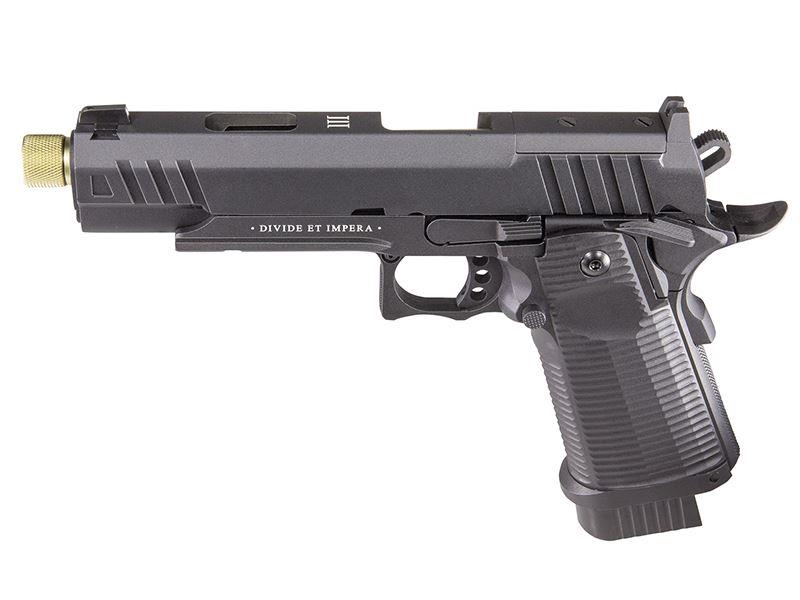 Secutor - LUDUS III - Hi-Capa 5.1 Custom Pistol (Gold Barrel - Co2 Powered - Gas Ready - Black)