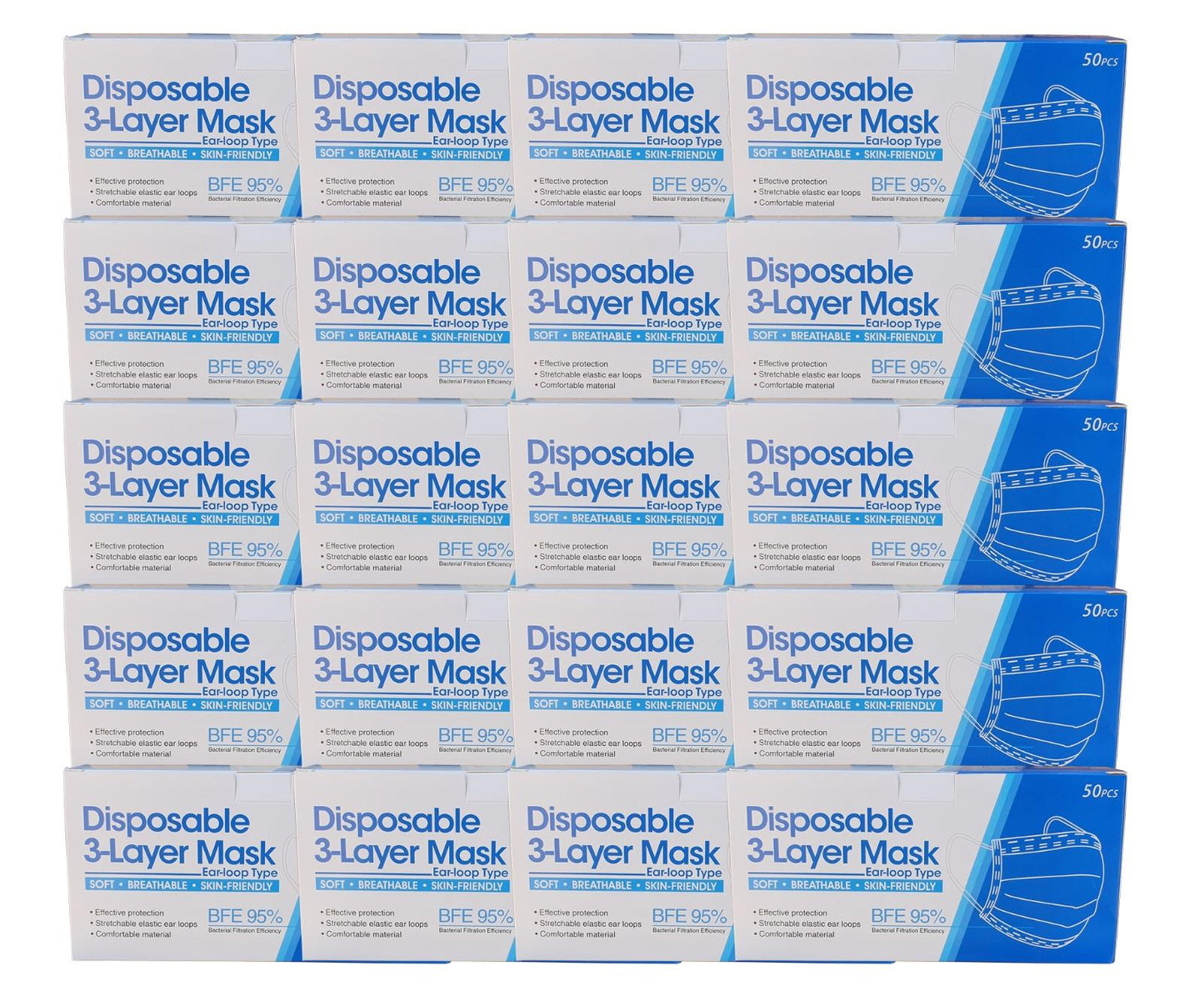 Disposable Blue Masks (50pcs - 40 Boxes)