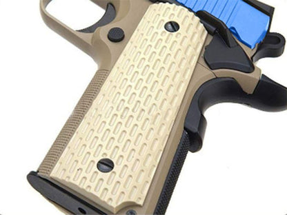 WE K-Warrior Gas Blowback Pistol (Rail - Rubber Grip - Tan/Blue)