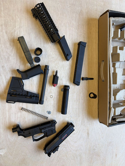 [Boneyard] S&T MK46 Sports Line AEG (Black) - Gearbox works - missing barrel/hop unit - includes drum mag