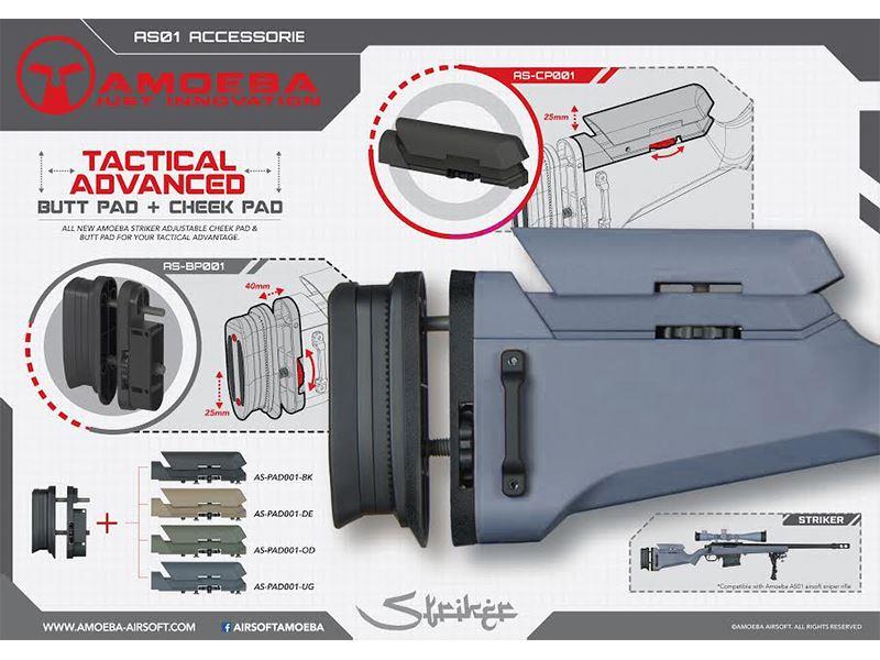 Ares Amoeba Striker Sniper Rifle Tac. Adv. Butt Pad plus Cheek Pad (Urban Grey - AS-PAD001-UG)