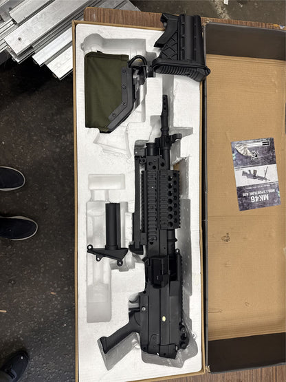 [Boneyard] S&T MK46 Sports Line AEG (Black) - Gearbox works - missing barrel/hop unit - includes drum mag