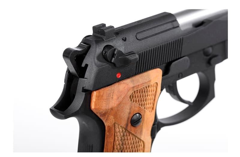KJ Works M91A Tactical Fishbone Full-Metal GBB Airsoft Pistol - Solid Wood Grips - Black (KJGSM9IABW)