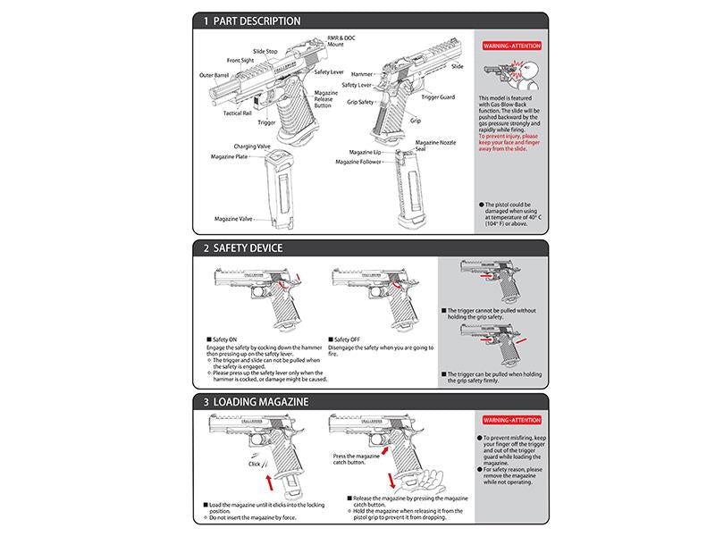 ICS Hi-Capa Challenger Gas Blowback Pistol (Black - BLE-007-SB)